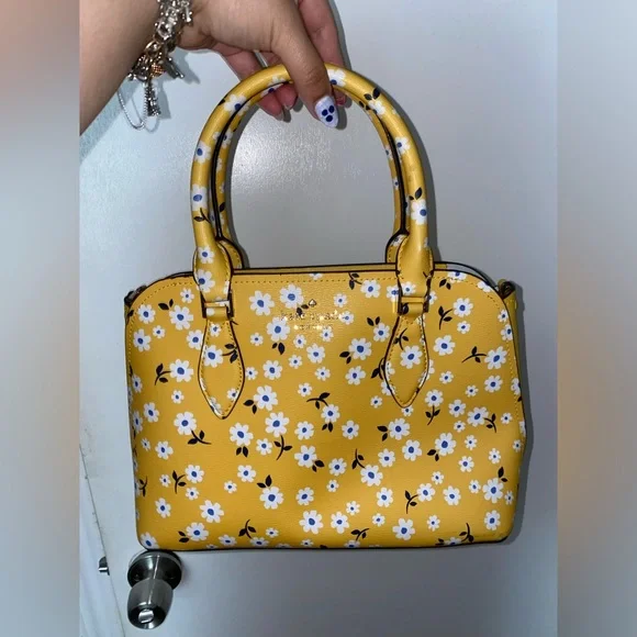 Kate Spade Yellow Daisy Floral Satchel Crossbody Bag - Picture 9 of 12